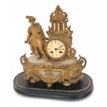 19th Century Continental Gilt Metal and Onyx Mantel Clock.