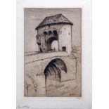 Hester Frood (British, 1892-1971), 'Monmouth Bridge' , etching, signed and inscribed in pencil,