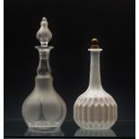 A Victorian Art Nouveau style etched and cut glass decanter, the baluster form neck panel cut