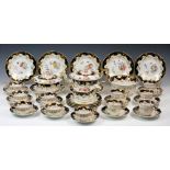 A John Ridgway porcelain full tea service, 19th century, pattern no. 1063, painted with sprays of