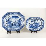 A Chinese export blue and white porcelain platter, late 18th / early 19th century, octagonal,