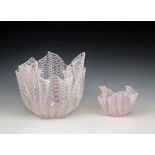 A graduated pair of Murano glass 'Fazzoletto' handkerchief vases, 1960s-70s, in the manner of