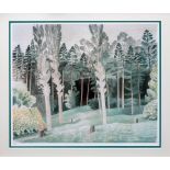 Eric Ravillious (British, 1903-1942), 'Lombardy Poplars', limited edition coloured print, no. 86