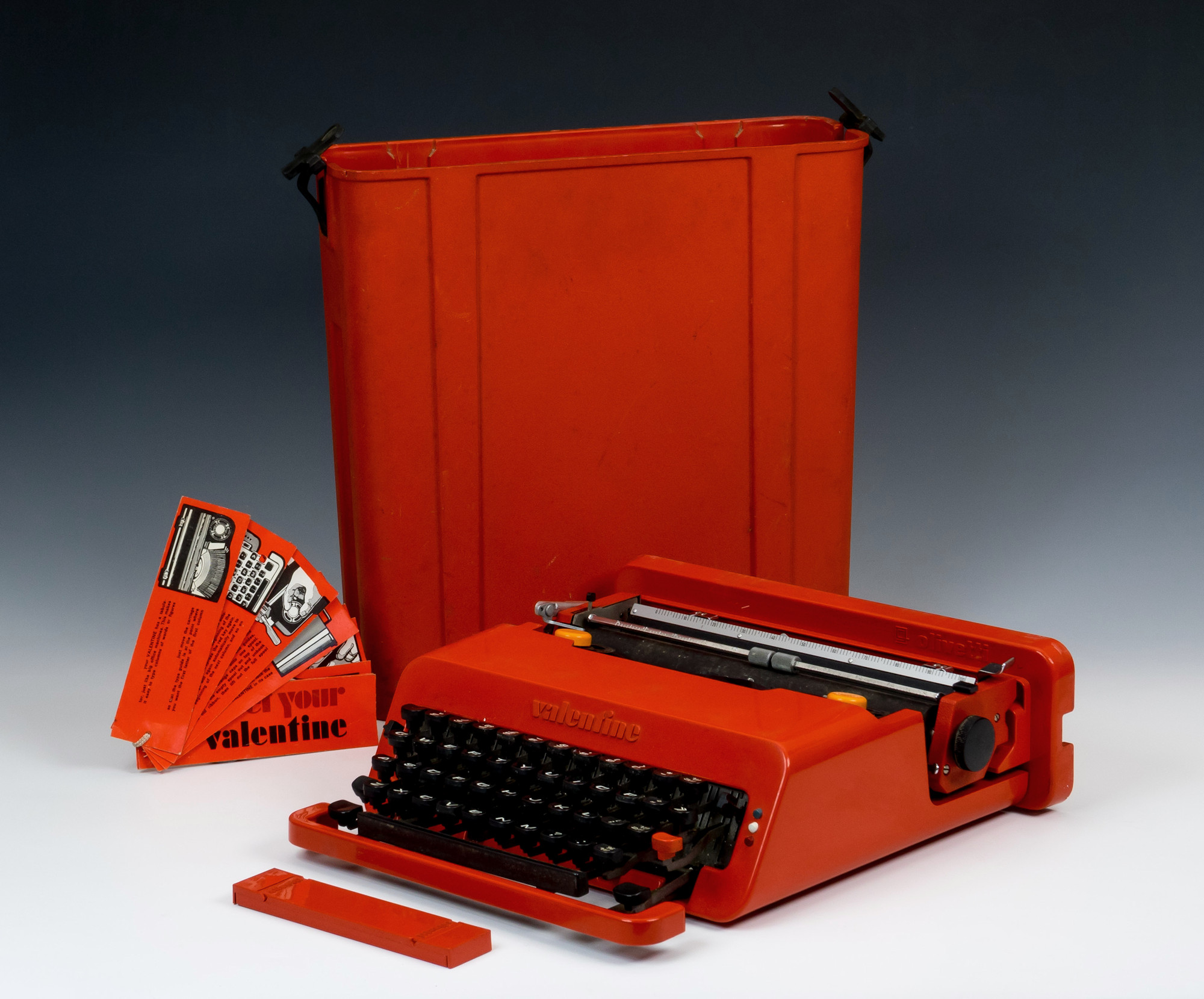 Italian Valentine portable typewriter designed by Ettore Sottsass for Olivetti, 1969, with red