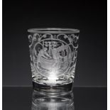 A J. & L. Lobmeyer of Vienna wheel engraved glass tumbler, 19th century, of tapered beaker form,