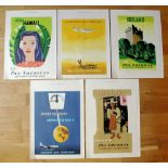 Five miniature 1950s Pan-Am travel posters after originals by Edward McKnight Kauffer, dated 1949-