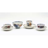 A small collection of Chinese late 18th century export tea ware, with Imari influenced decoration,