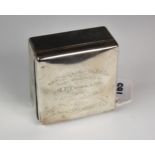 A Silver cigarette box - Guernsey golfing interest, London, 1903, ( maker mark rubbed), inscribed to