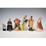 A collection of Royal Doulton figurines, comprising of The Shepherd, HN1975; The cup of tea, HN2322;