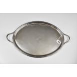 A George III silver tray, Timothy Renou, London 1797, oval, with reeded rim and handles, engraved