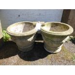 A pair of Haddonstone festooned planters, 50cm. high. (2)