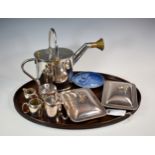 A mixed group of household items, comprising of a mahogany tray; Le Prince Jardinier, stainless