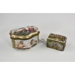 Two 19th century Capodimonte gilt metal mounted porcelain trinket boxes, the larger shaped trinket