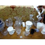 A collection of 19th and 20th century cut glass plus a Victorian vaseline glass goblet (15)