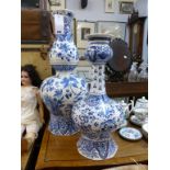 Two large blue/white oriental style vase a/f.