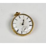 An 18ct gold cased pocket watch, London, 1850, (movement & case damaged), gross weight 94g.