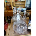 A Stuart crystal fruit bowl together with wine decanters (6)