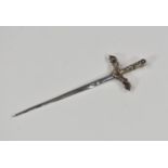 A novelty miniature silver sword letter opener, Edinburgh, 1972, (makers mark rubbed), 5¬in. (13.