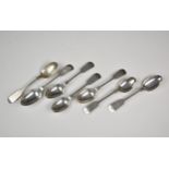 Seven silver fiddle pattern Guernsey Militia teaspoons, William Hutton & Sons Ltd, Sheffield,