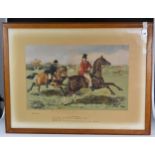 Three framed & glazed coloured hunting prints by John Leech, 19th century, Gone Away; No