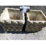 Pair of square Cotstone planters (2)