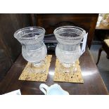 A pair of E & L Edinburgh (1927-1939) crystal thistle vases 7 ó inches tall with a 5 inch rim (2)