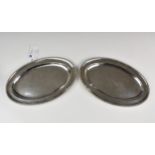 A pair of George III silver oval platters by Paul Storr, London 1798, with gadrooned rims,