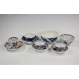 A small collection of Chinese late 18th century export tea ware, with Imari influenced decoration,