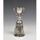 A 19th century Dutch silver wager cup, imported by David Bridge, London 1896, of typical form, the