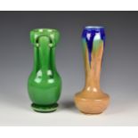 An Art pottery vase by Orchies of france, glazed in blues, greens and brown, impressed marks to