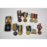 Various WWI & WWII medals & cap badges, the first group - awarded to 1821, PTE J.F.Parsonage,