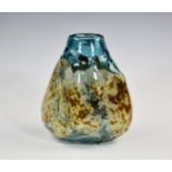 A Wayne D. Filan art glass vase, signed and dated 1971 to base, the irregular, tapered form vase