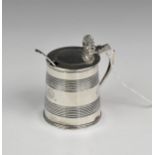 An early Victorian silver tankard later converted to a novelty lidded mustard pot with spoon, the