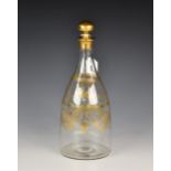 A Victorian hand-blown glass decanter with gilt decoration., 11«in. (29.2cm) high.