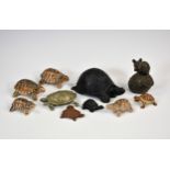 A collection of Wade tortoises, together with various other tortoises, one made from coal & a