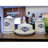 The Victorian Pottery kitchen china - Flour and Sugar storage jars and a Cheese dish (3)