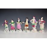 A set of six Spode Chelsea Figures, 1-6, the tallest 9in. (22.8cm.) high. (6)