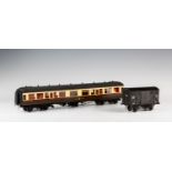 An O Gauge kit built GWR 1st/2nd corridor coach, brown & cream livery (well finished), 18in. (45.