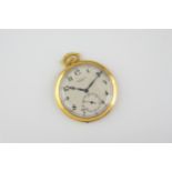 A Zenith 18ct gold open face Art Deco style pocket watch, 1940s-50s, the silvered 40mm. Arabic