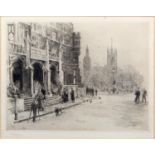 William Lionel Wyllie R.A. (British, 1851-1931), Westminster Hospital, drypoint etching, signed in