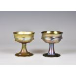 Tiffany Studios - a matched pair of Favrile Glass stemmed sorbet or punch glasses, early 20th