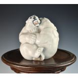 A Royal Copenhagen figure of two fighting polar bears sculpted by Knud Kyhn, underglaze