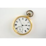 An Edwardian 18ct gold open face fob wind pocket watch, the case hallmarked London 1910, 39mm. white