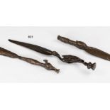 A novelty bronze letter opener, attributed to Jules Moigniez (French, 1835-1894), 19th century, a