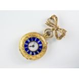 An 18ct gold and enamel half hunter fob watch by Baume & Co., early 20th century, signed fob wound
