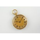 An Edwardian 18ct gold key wind open face fob watch by Mottu of Geneva, with signed gilt lever