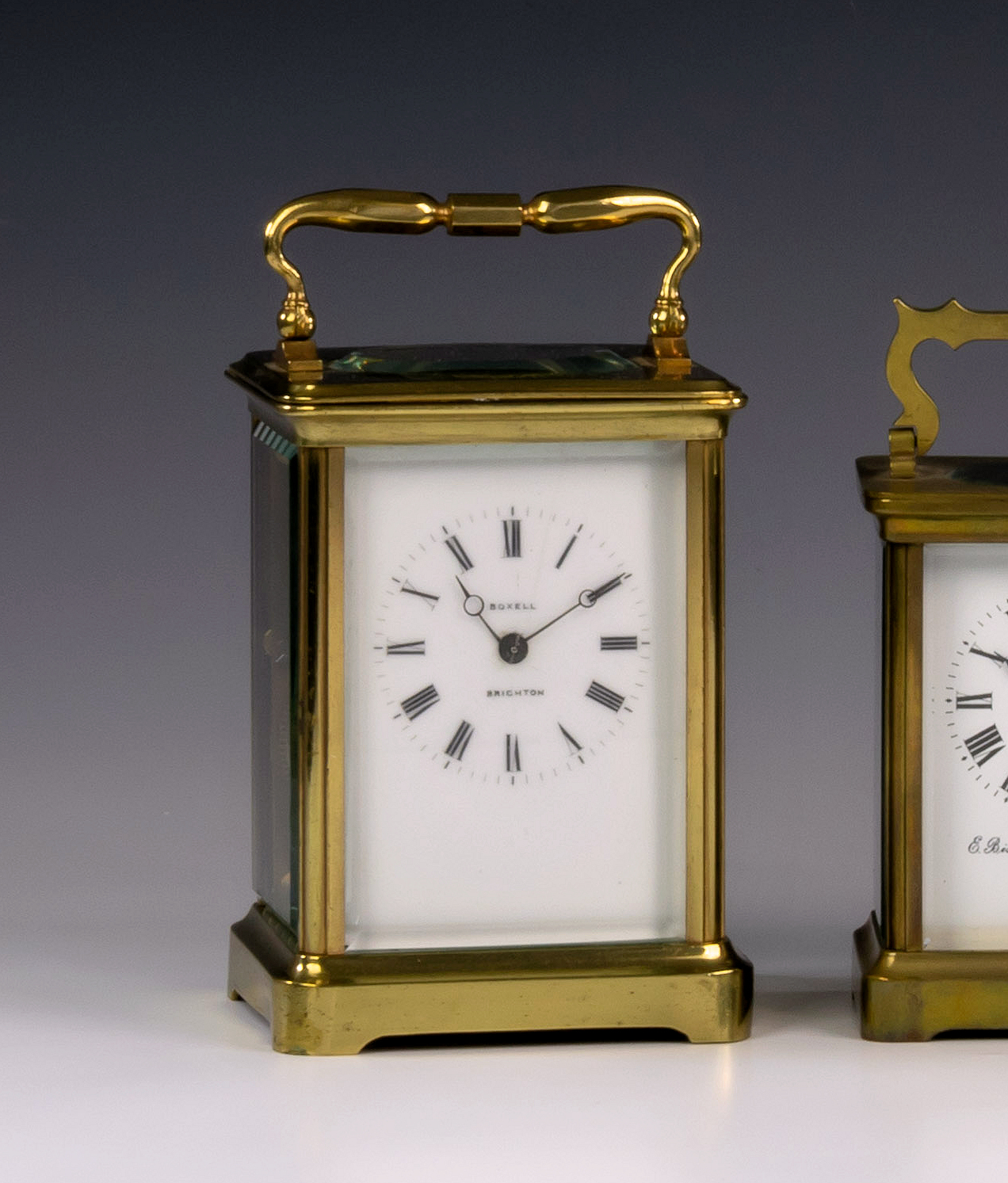 A French brass chiming carriage clock, c.1900, possibly by Couaillet, with Corniche case, white