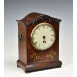 A William IV mahogany single fusee bracket timepiece, 30 hour single train movement, white painted