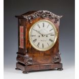 A William IV mahogany cased double fusee bracket clock, eight day double fusee movement, silvered