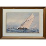 E. J. Mowlam (British, early 20th century), Yachts and other shipping in a stiff breeze ,